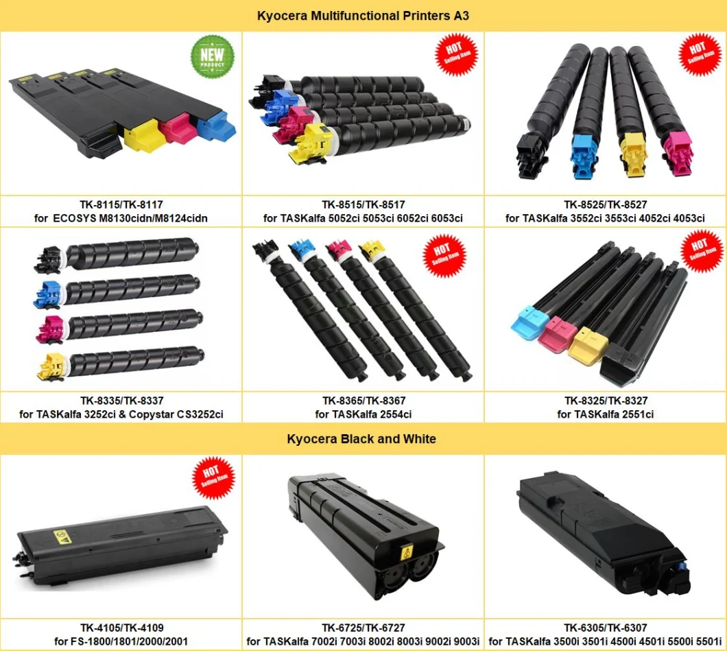 photocopier toner cartridge Kyocera TK-5215 TK-5216 TK-5217 TK-5218 TK-5219 Color BK C M Y For Kyocera Mita TASKalfa 406ci