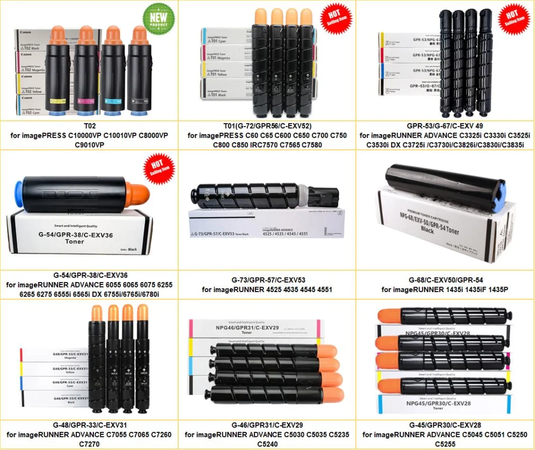 Premium Quality compatible canon IR C250 C250i C350 C351 Copier toner cartridge NPG65 C-EXV47 GPR51 10%OFF